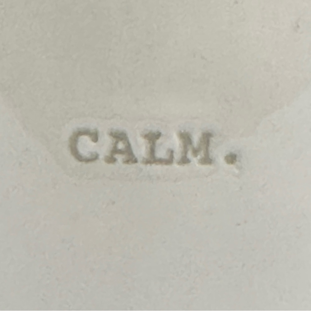 Rae Dunn CALM Mug White with Gray Letters and Interior Dimples NWT 2017 OG Yoga - Picture 2 of 11